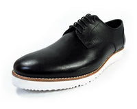 PARASHOE 本革  プレーントゥ ビジネスカジュアルシューズ 厚底白ソール 3E（EEE）黒 22cm～32cm【メンズ革靴・紳士靴／大きいサイズ、小さいサイズあり】（PS-1811-BLK）